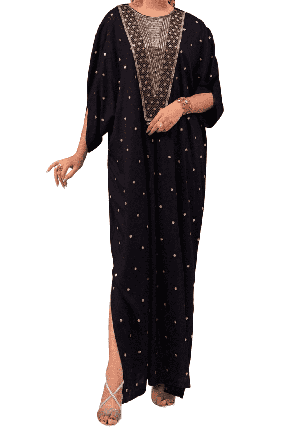 South Asian Black with Gold Embroidery - Anarkali, Kaftan, Maxi Dress, Festive Wear South Asian Black with Gold Embroidery - Anarkali, Kaftan, Maxi Dress, Festive Wear