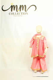 Adorable Flair: Kids' Frock with Flared Pants & Chunri Dupatta - M.M Collection - 