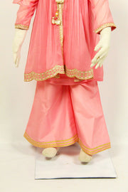 Adorable Flair: Kids' Frock with Flared Pants & Chunri Dupatta - M.M Collection - 