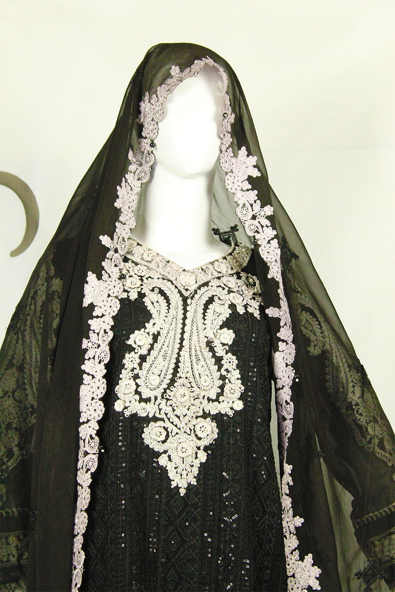 Applique Embellished Dress & Karai Dupatta: Effortless Elegance - M.M Collection - 