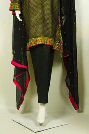 Black Dupatta & Pink Gota Dress: Bold & Beautiful in Pink - M.M Collection - 