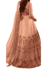 Blush Pink Embroidered Lehenga with Rose Gold Accents and Sheer Dupatta - M.M Collection - 