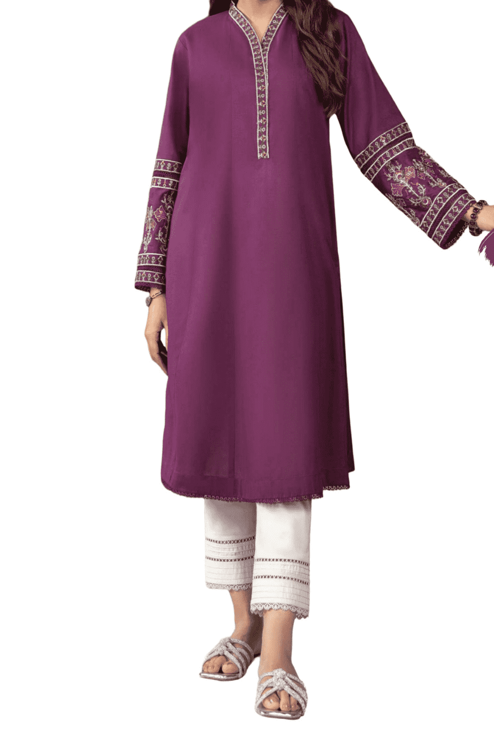 Deep Plum Embroidered Kurta – Refined Grace - M.M Collection - 
