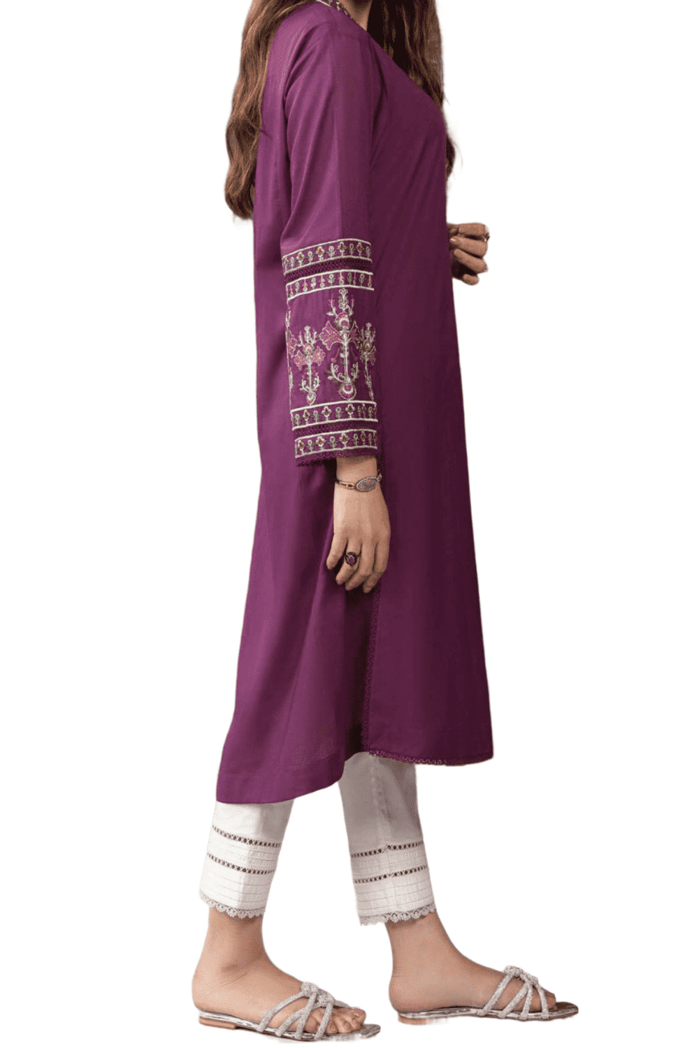 Deep Plum Embroidered Kurta – Refined Grace - M.M Collection - 