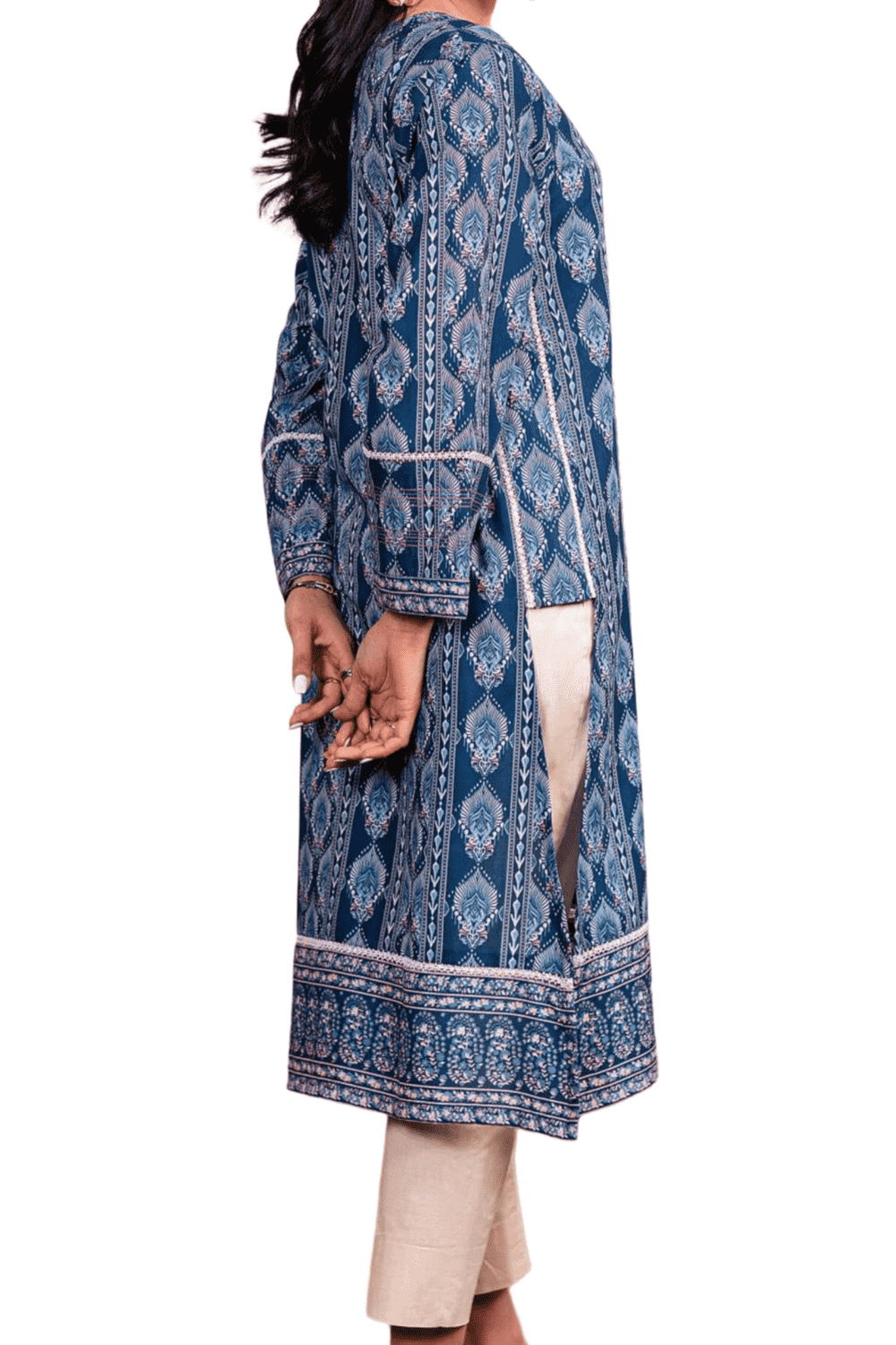 Elegant Sapphire Blue Printed Kurta – Timeless Style - M.M Collection - 