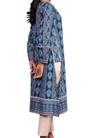 Elegant Sapphire Blue Printed Kurta – Timeless Style - M.M Collection - 