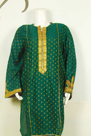 Emerald Green Dress: Gota-Inspired Details & Flowing Shalwar - M.M Collection - 