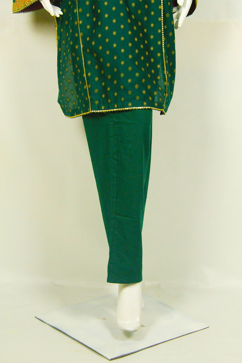Emerald Green Dress: Gota-Inspired Details & Flowing Shalwar - M.M Collection - 