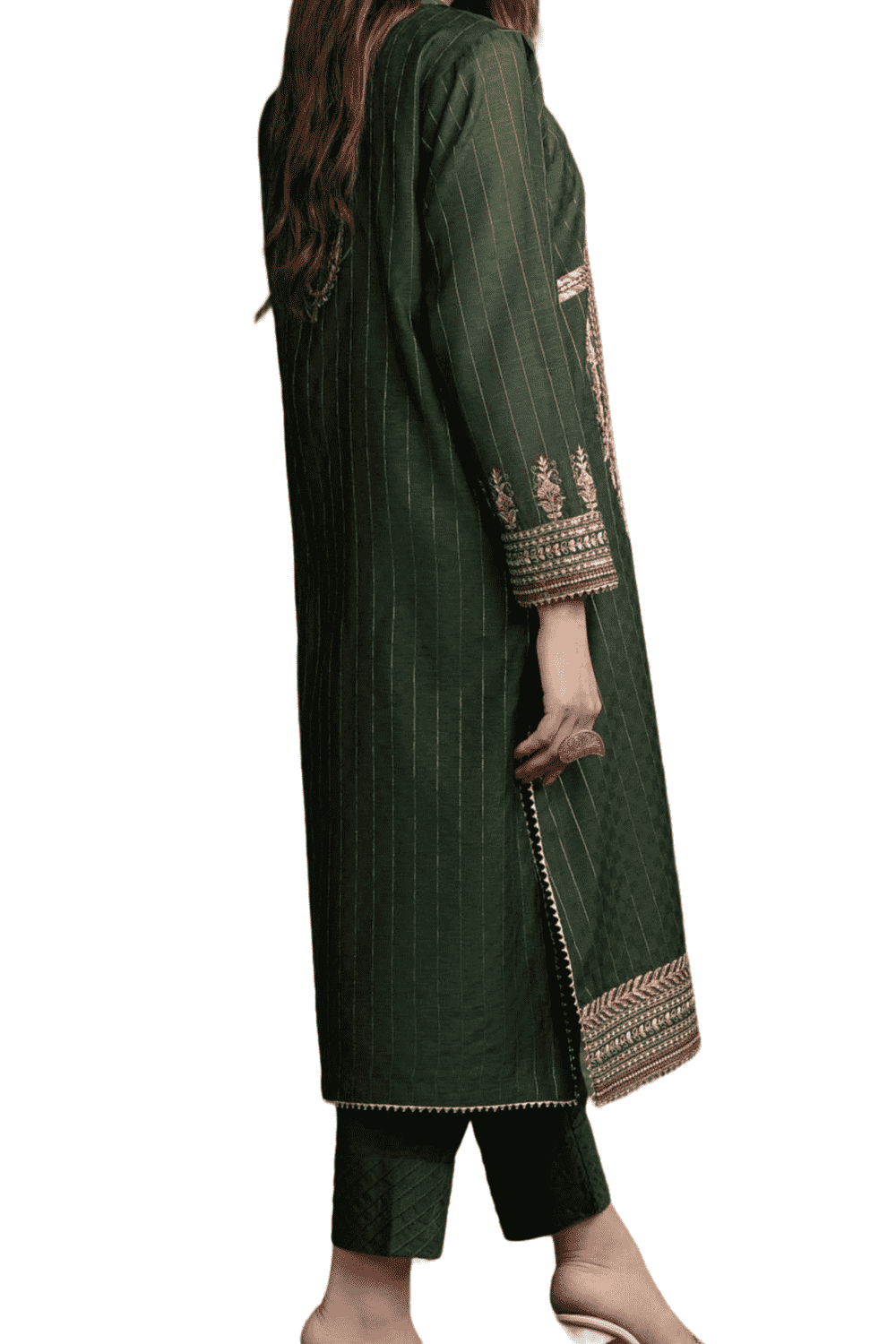 Emerald Green Embroidered Kurta – Luxe and Elegant - M.M Collection - 