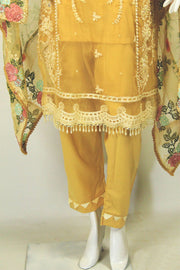 Floral Dupatta: Earthy Elegance with Applique - M.M Collection - 