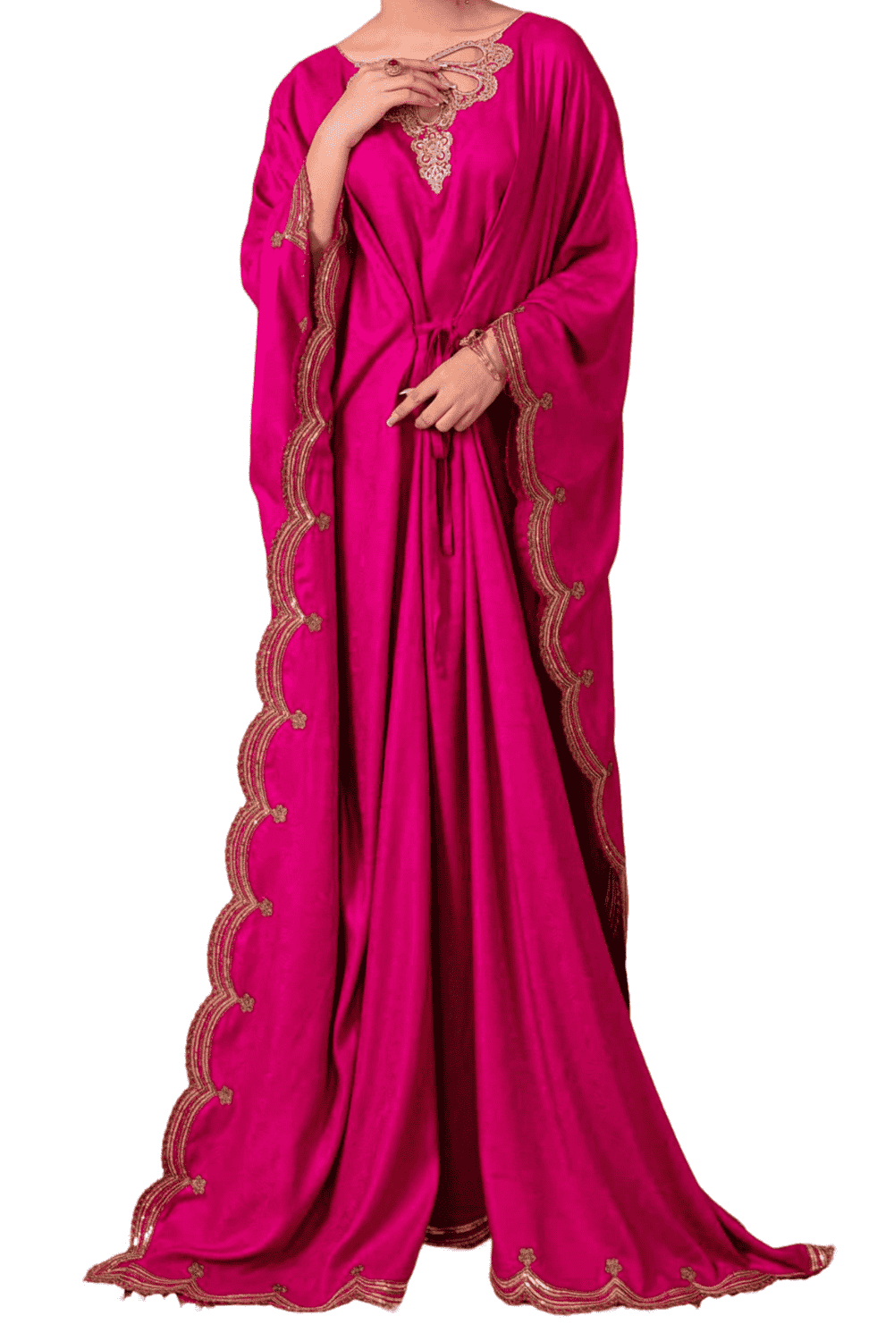 Fuchsia Pink Embroidered Kaftan – Regal Elegance - M.M Collection - 
