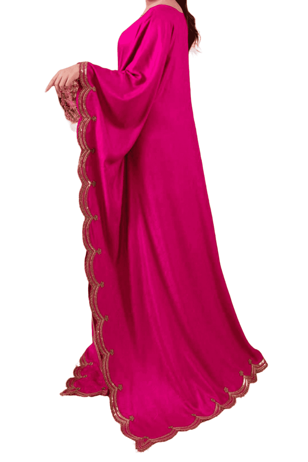 Fuchsia Pink Embroidered Kaftan – Regal Elegance - M.M Collection - 