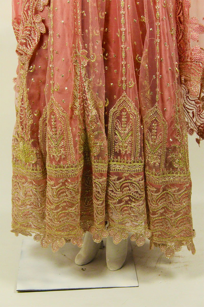 Golden & Pink Applique Ensemble: Embrace Ramadan Elegance - M.M Collection - 