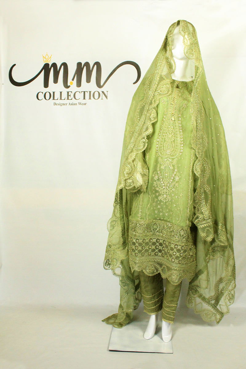 Gota Kinari Embroidered Ensemble: Dazzling with Gold - M.M Collection - 