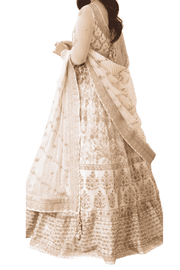 Graceful Ivory with Delicate Silver Embroidery and Sheer Dupatta - M.M Collection - 