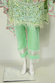 Green & Pink Masterpiece: Applique Embellished Ensemble - M.M Collection - 