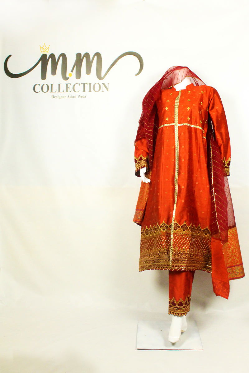Mehendi Ceremony Outfit: Digital Prints & Applique Work - M.M Collection - 