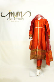 Mehendi Ceremony Outfit: Digital Prints & Applique Work - M.M Collection - 