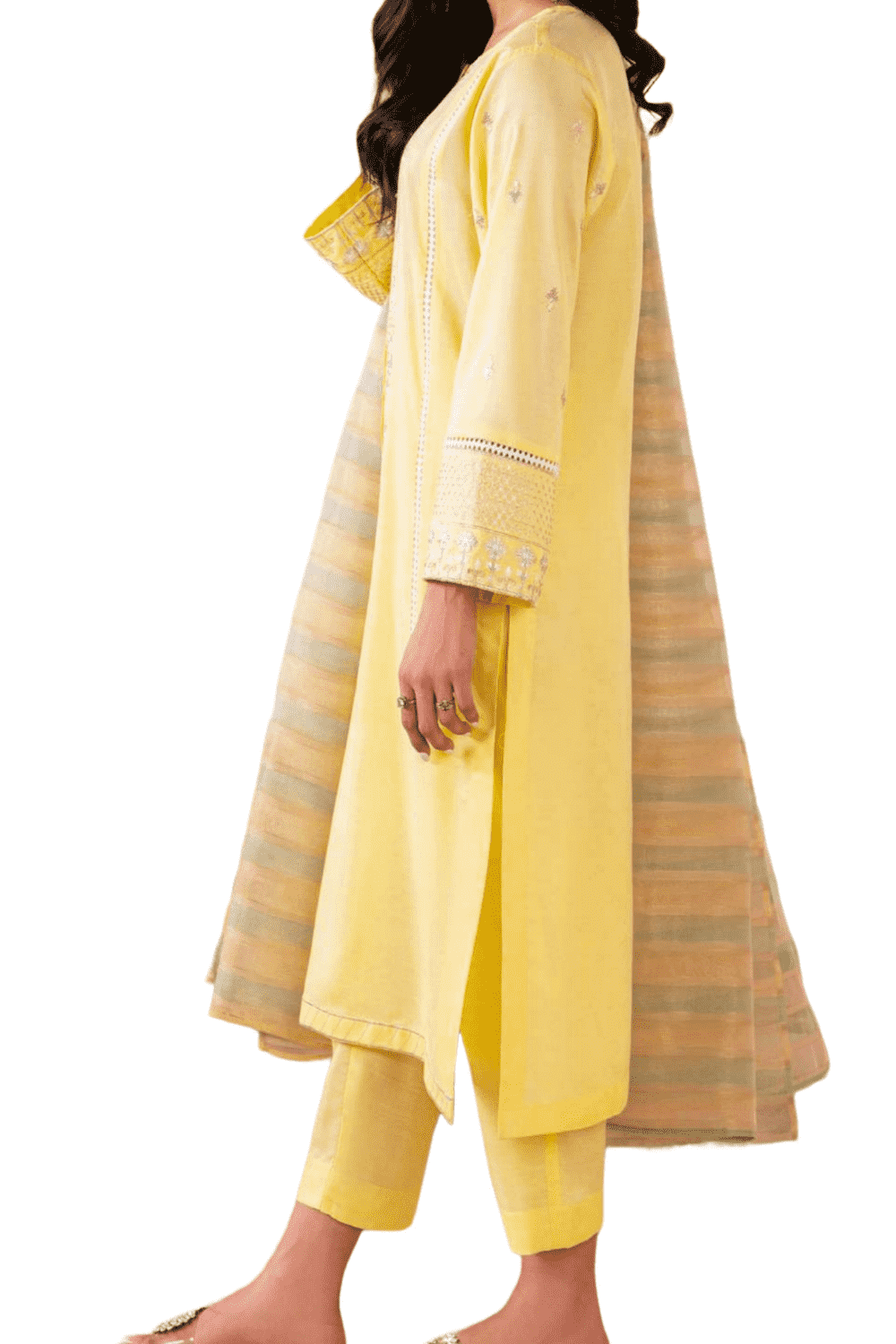 Pale Yellow Embroidered Kurta – Delicate and Graceful - M.M Collection - 