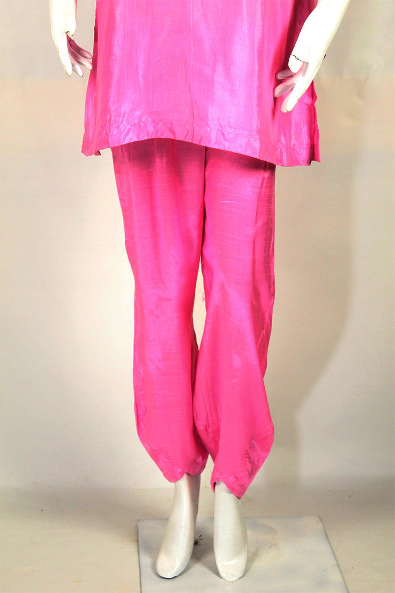 Pink & Flawless: Firozi Embroidery & Simple Shalwar - M.M Collection - 