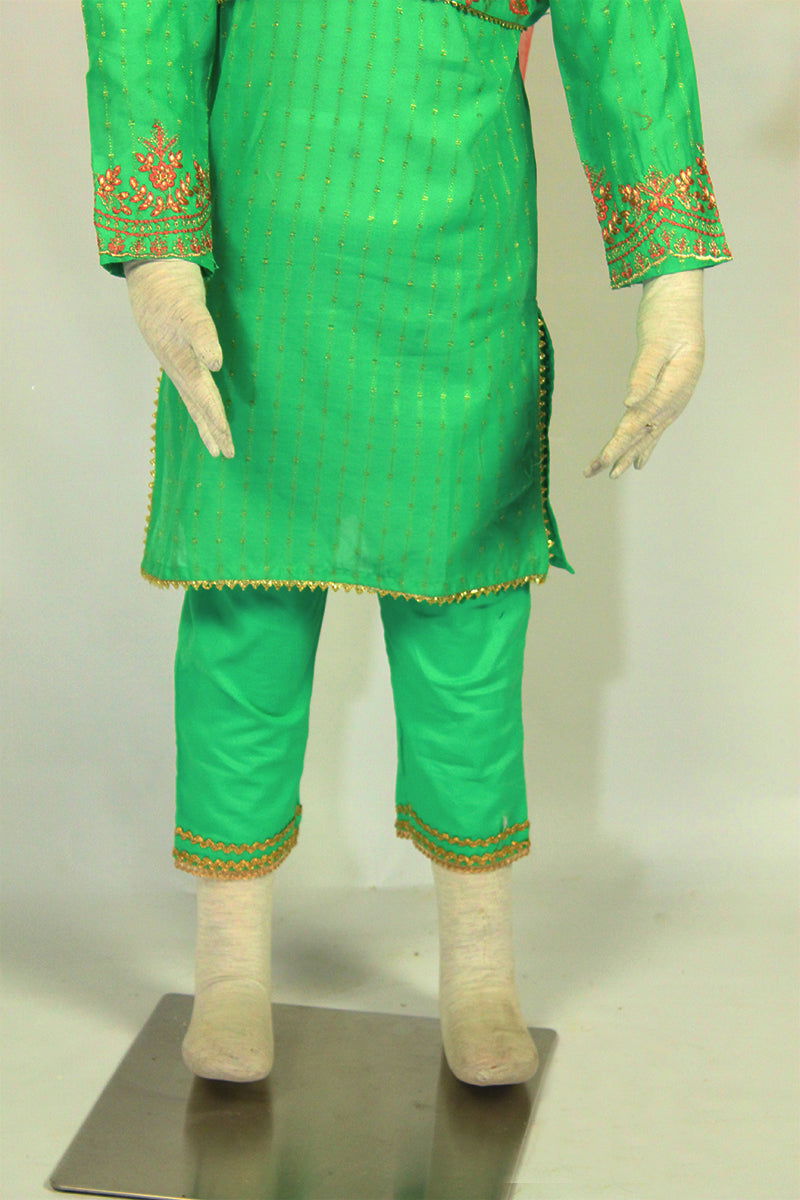 Regal Glow: Pink & Gold Karai Jacket with Orange Dupatta & Lace Details - M.M Collection - 