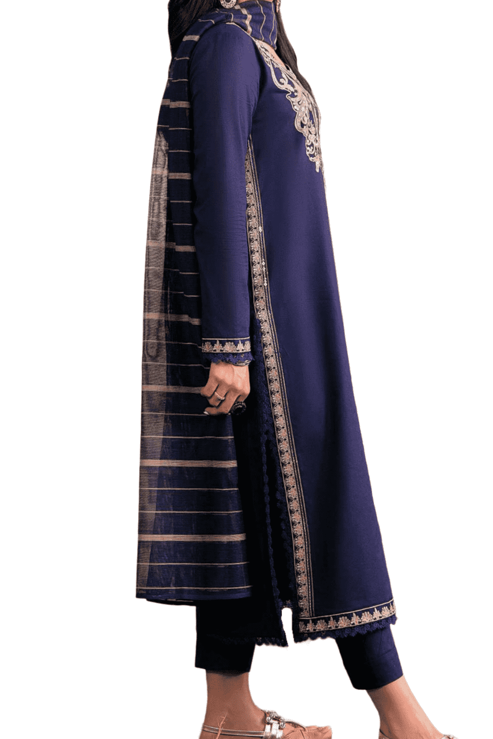 Royal Blue Embroidered Kurta – Regal and Refined - M.M Collection - 