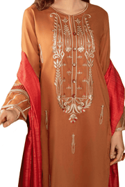 Rust Brown Embroidered Kurta with Red Dupatta – A Festive Elegance - M.M Collection - 