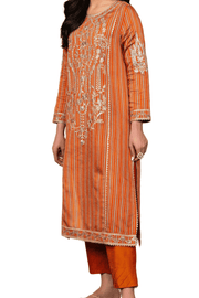 Rust Orange Embroidered Kurta – Vibrant and Intricate - M.M Collection - 