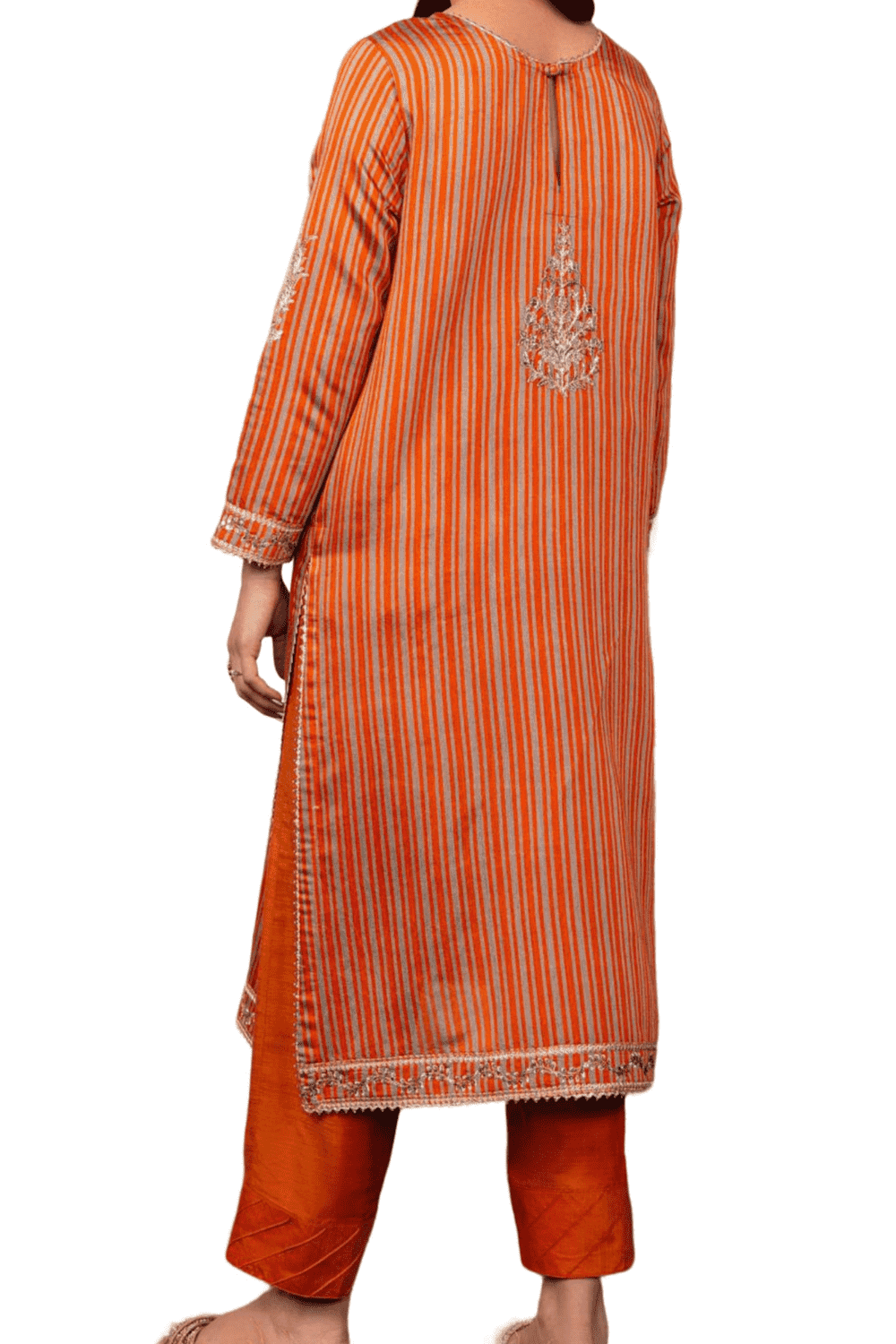 Rust Orange Embroidered Kurta – Vibrant and Intricate - M.M Collection - 