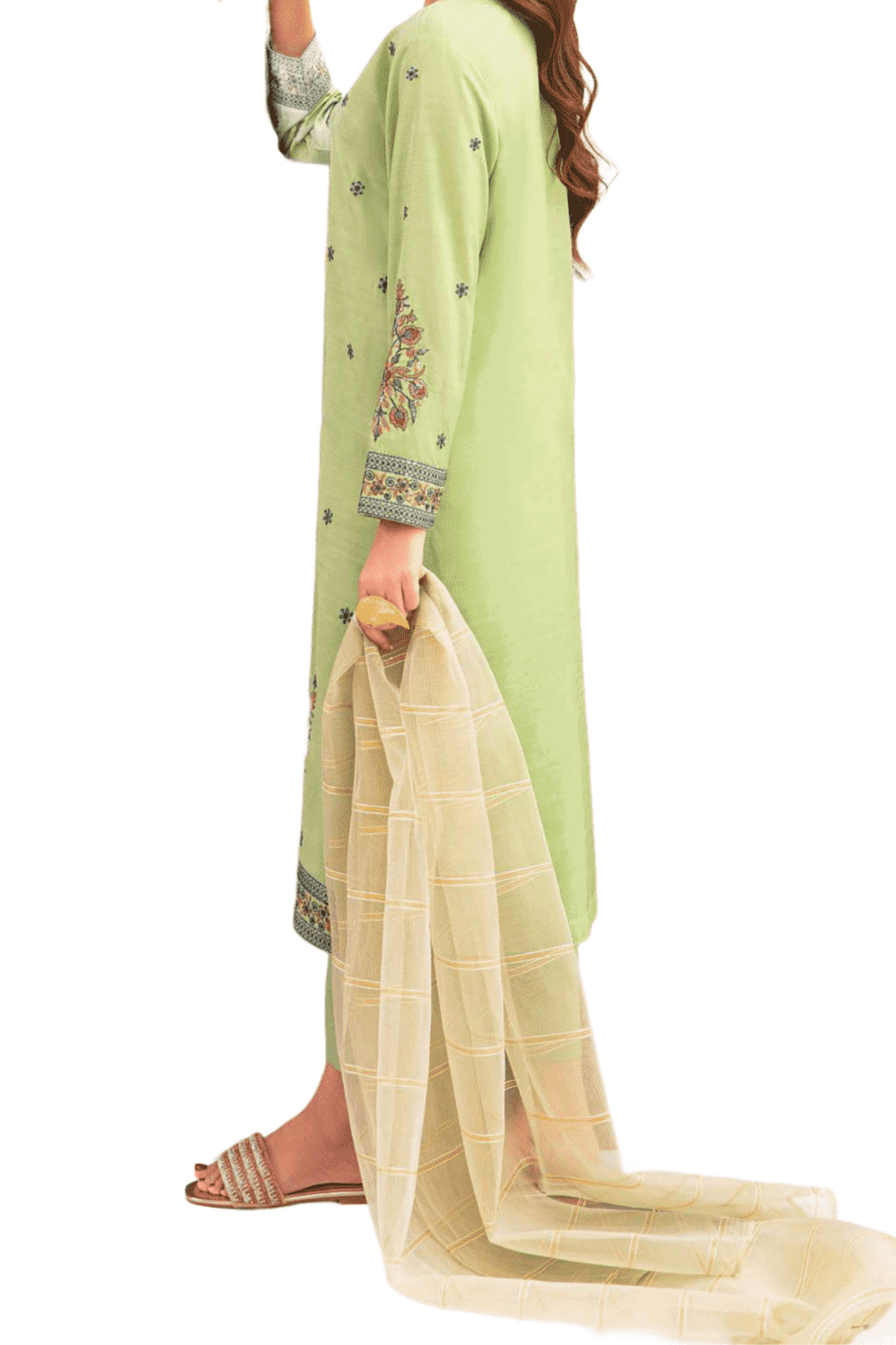 Sage Green Embroidered Kurta – Soft and Elegant - M.M Collection - 