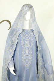 Silver & Gray Embroidered Ensemble: Sophisticated Elegance - M.M Collection - 