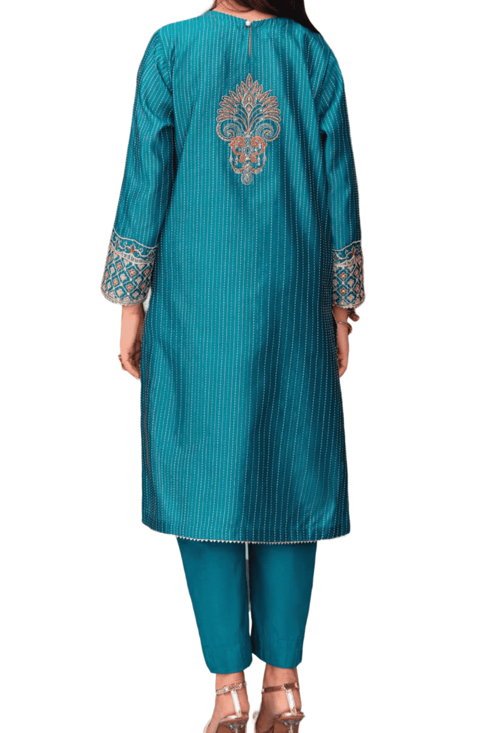 Teal Blue Embroidered Kurta – Sophisticated Charm - M.M Collection - 