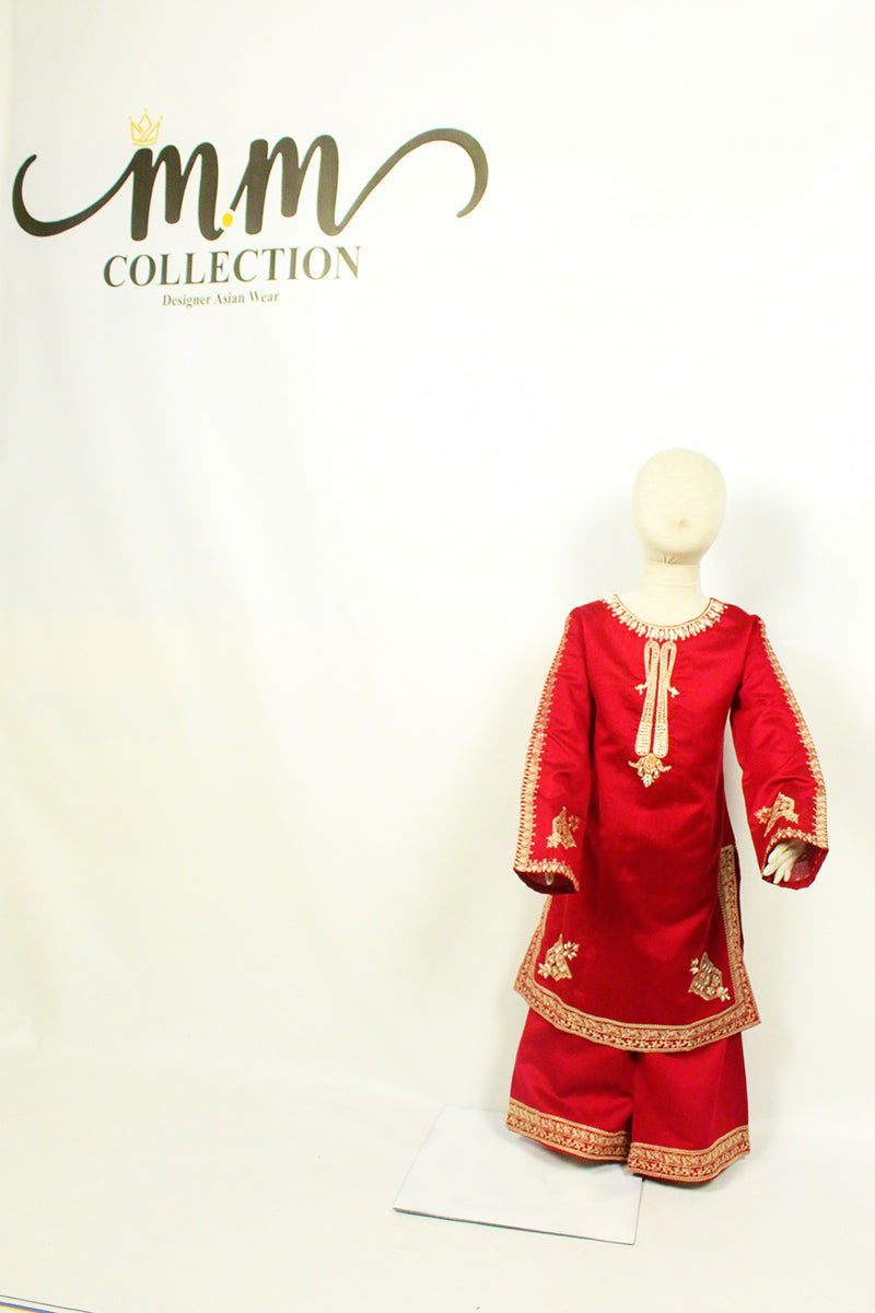 Timeless Elegance: Machine-Embroidered Dress with Flared Shalwar - M.M Collection - 