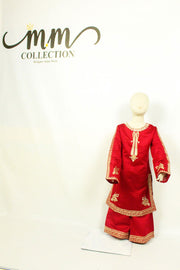 Timeless Elegance: Machine-Embroidered Dress with Flared Shalwar - M.M Collection - 