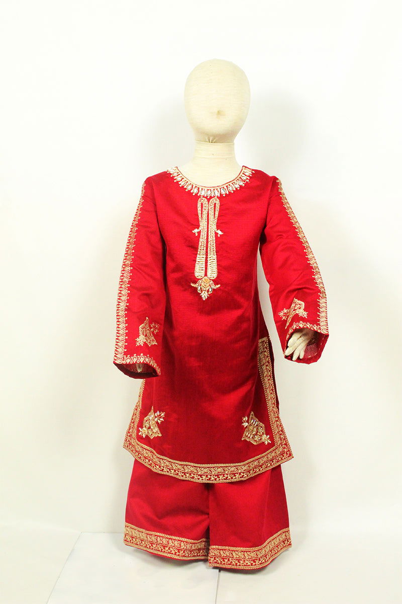Timeless Elegance: Machine-Embroidered Dress with Flared Shalwar - M.M Collection - 