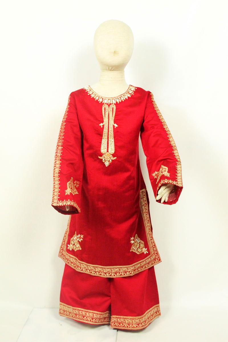 Timeless Elegance: Machine-Embroidered Dress with Flared Shalwar - M.M Collection - 
