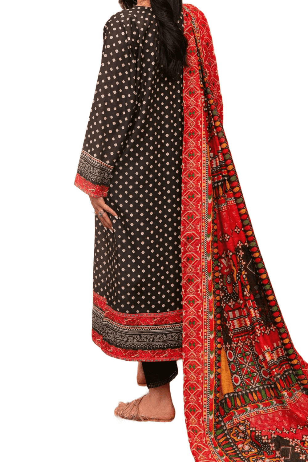 Vibrant Black and Red Ethnic Print Kurta – Bold and Beautiful - M.M Collection - 